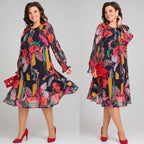 Léonie (Grande taille) | Robe midi fleurie élégante