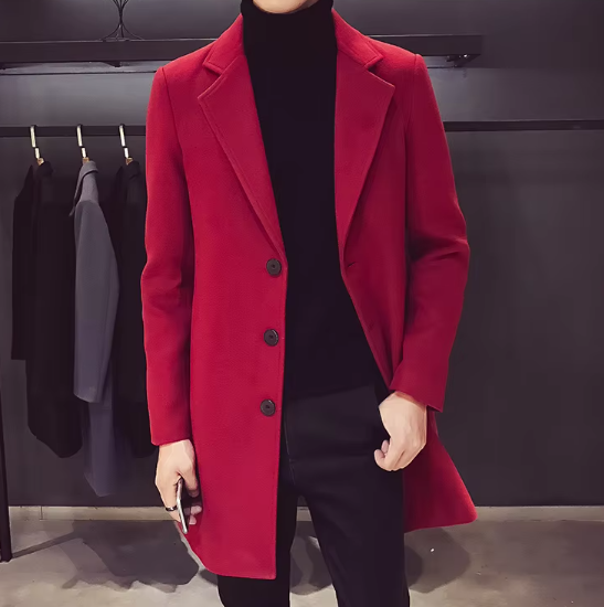 Davor Lange Herenjas – Stijlvolle Overjas met Klassieke Revers