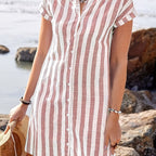 Maréva | Robe Chemise Rayée Fluide (Grande taille)