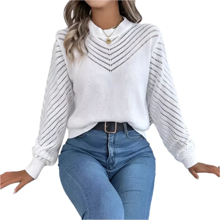 Mabel – Gebreide Top met Elegante Lange Mouwen