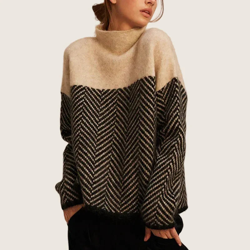Agathe | Pull à Col Roulé Chevron