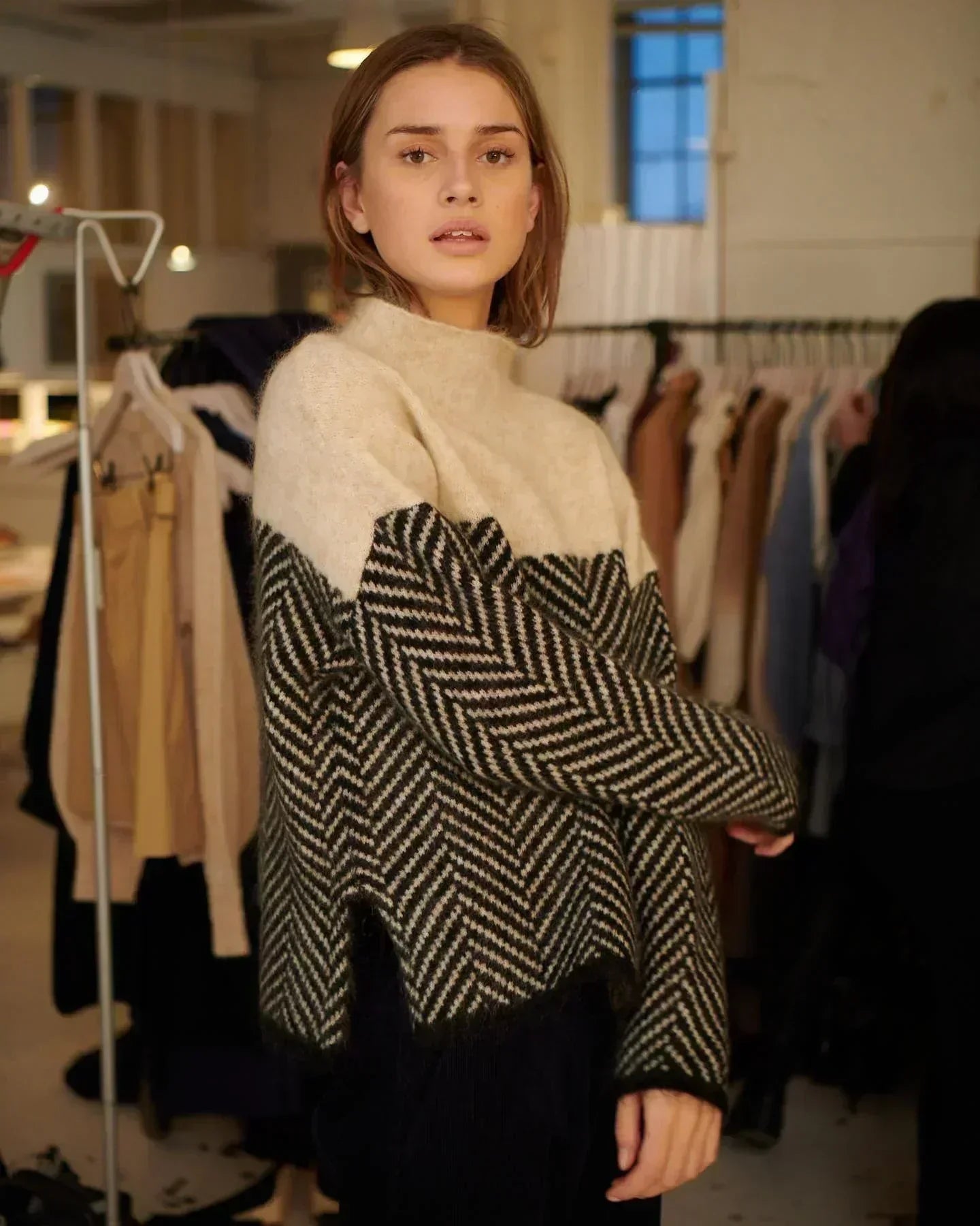 Agathe | Pull à Col Roulé Chevron