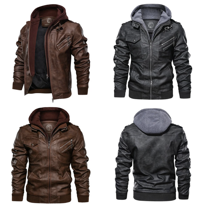 Clement Vulcan Herenjas van PU Leer – Waterdicht & Verwijderbare Capuchon