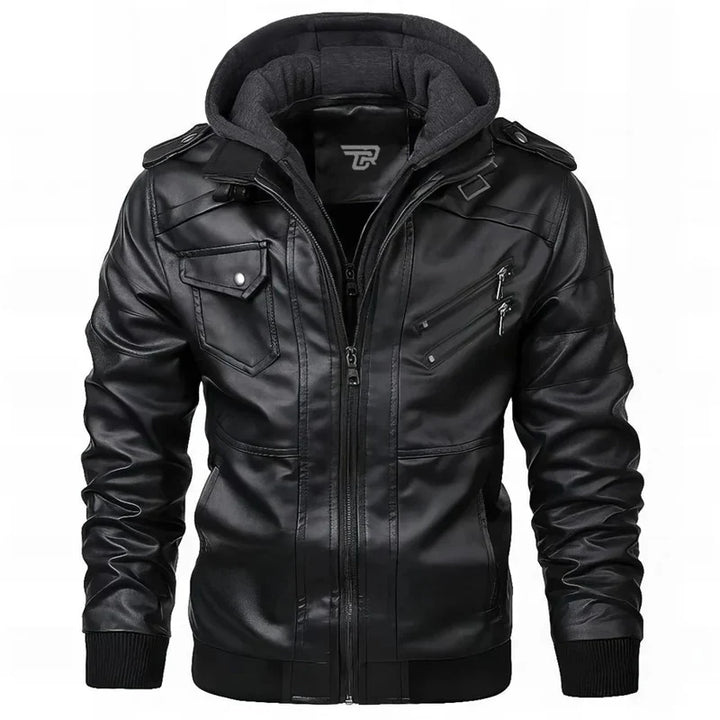 Clement Vulcan Herenjas van PU Leer – Waterdicht & Verwijderbare Capuchon