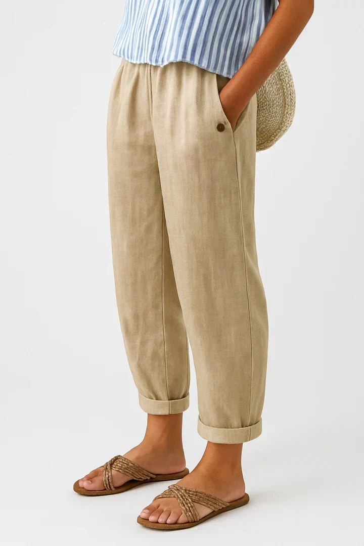 Laira | Pantalon Fluide Léger Style Lin