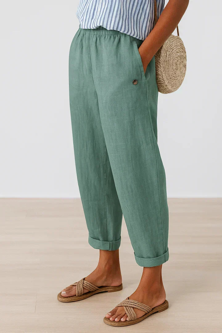 Laira | Pantalon Fluide Léger Style Lin