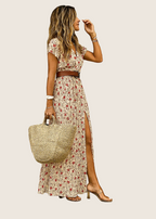 Romy – Robe longue bohème à taille froncée