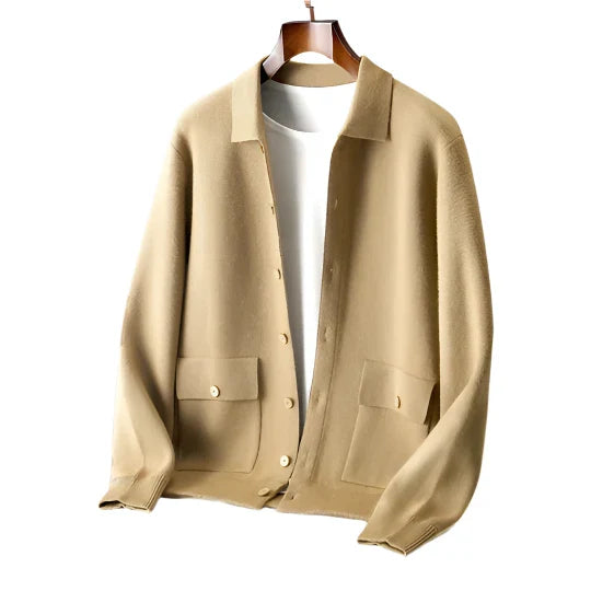 Elric Gebreide Herenjas – Luxe Jas van Pure Shetlandwol met Polokraag