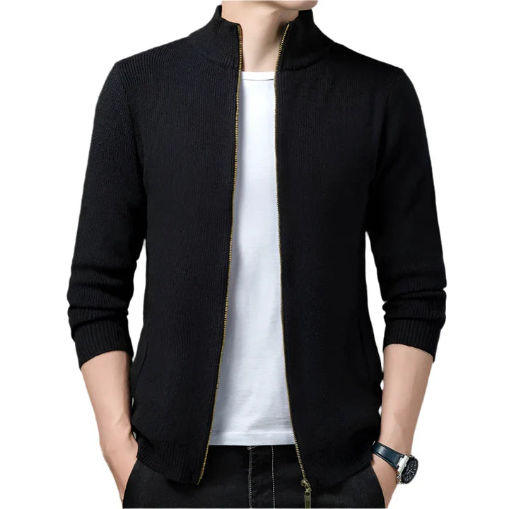 Darian Gebreide Herenjas – Slim Fit Jas met Rits in Effen Kleuren