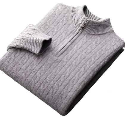 Daven Kabelgebreide Halfzip Trui – Luxe Herentrui met Stijlvolle Warmte