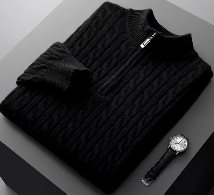 Daven Kabelgebreide Halfzip Trui – Luxe Herentrui met Stijlvolle Warmte
