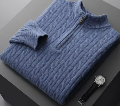 Daven Kabelgebreide Halfzip Trui – Luxe Herentrui met Stijlvolle Warmte