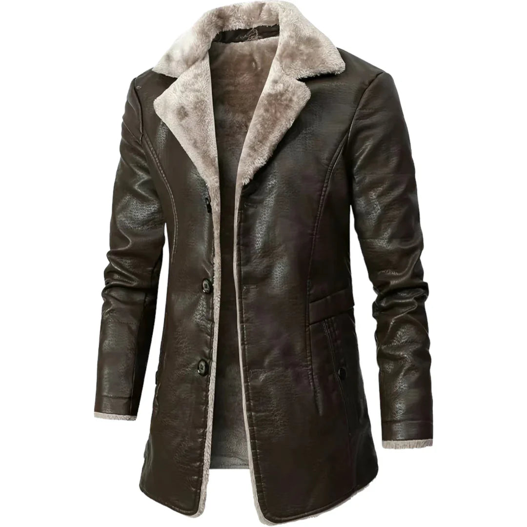 Dominic Heren Shearling Leren Jas – warme leren winterjas met shearling voering
