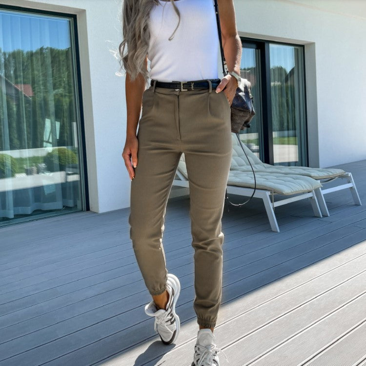 Davina Luxe Stretch Pants – Slim-Fit Damesbroek met Hoge Taille en Enkellengte