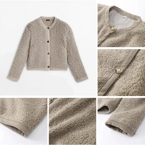 Jacky Lammywol Cardigan – Warme Damesvest met Luxe Look en Losvallende Pasvorm