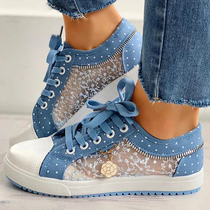 Erza dames sneakers – denim casual schoenen met flexibele zool en licht comfort