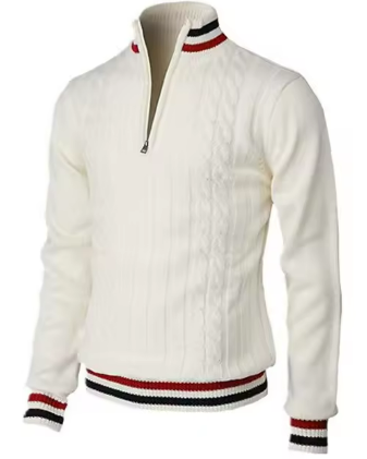 Dorian Sportieve Half-Zip Herentrui – Kabelpatroon met Contrasterende Details
