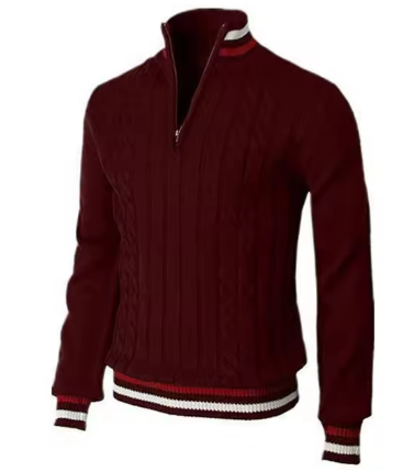 Dorian Sportieve Half-Zip Herentrui – Kabelpatroon met Contrasterende Details