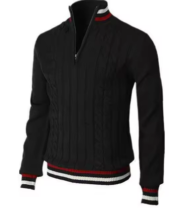 Dorian Sportieve Half-Zip Herentrui – Kabelpatroon met Contrasterende Details