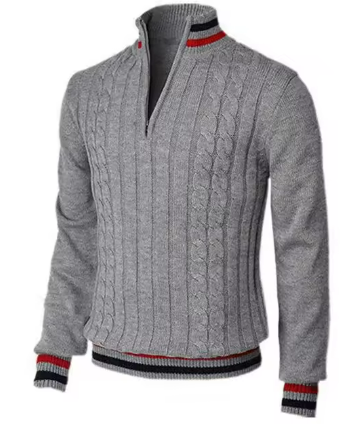 Dorian Sportieve Half-Zip Herentrui – Kabelpatroon met Contrasterende Details
