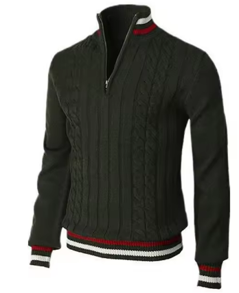 Dorian Sportieve Half-Zip Herentrui – Kabelpatroon met Contrasterende Details