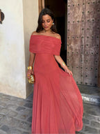 Toléa | Robe Maxi Fluide Épaules Dénudées
