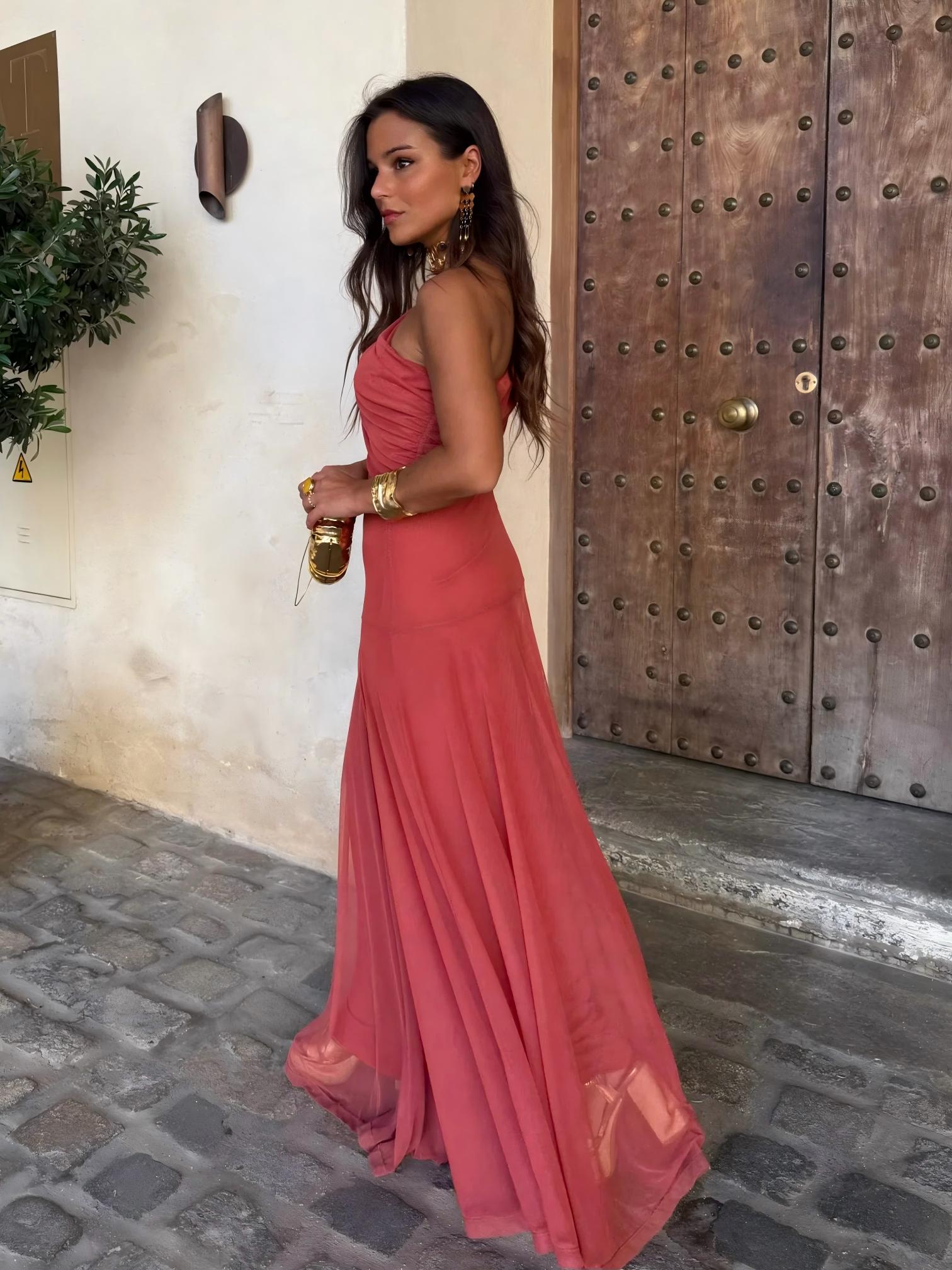 Toléa | Robe Maxi Fluide Épaules Dénudées