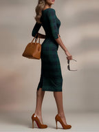 Charlotte | Robe midi à motif écossais