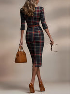 Charlotte | Robe midi à motif écossais