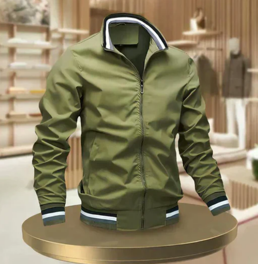 Alaric Zomerjas – Elegante Herenjas met Ritssluiting en Opstaande Kraag