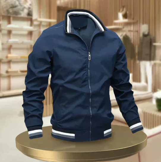 Alaric Zomerjas – Elegante Herenjas met Ritssluiting en Opstaande Kraag