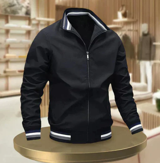 Alaric Zomerjas – Elegante Herenjas met Ritssluiting en Opstaande Kraag