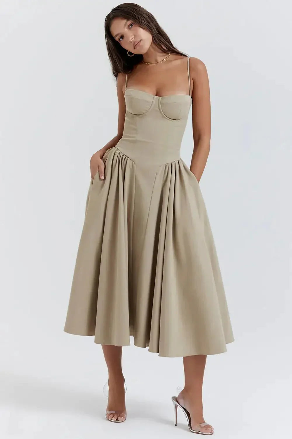 Liorine | Robe Midi Corset Élégante