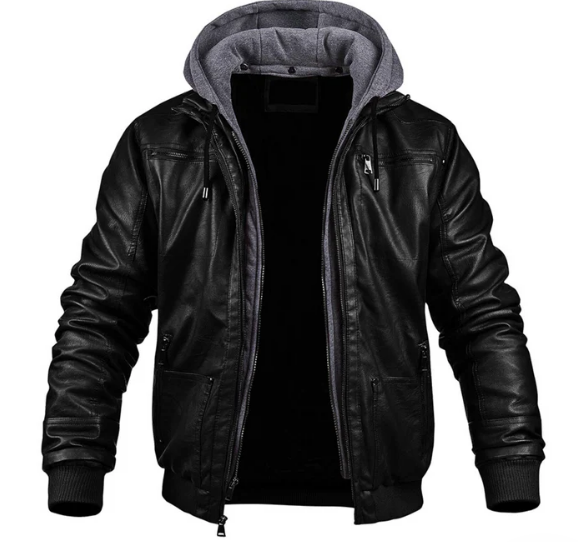 Dacey Leren Winterjas – Premium Herenjack met Capuchon