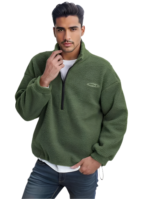 Navaro Fleece Pullover – Heren V-Hals Trui met Zachte Warmte