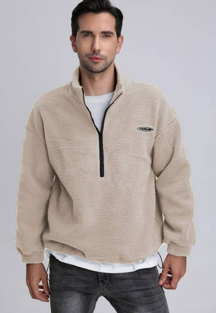 Navaro Fleece Pullover – Heren V-Hals Trui met Zachte Warmte