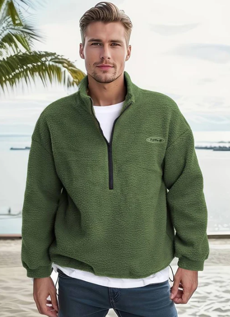 Navaro Fleece Pullover – Heren V-Hals Trui met Zachte Warmte