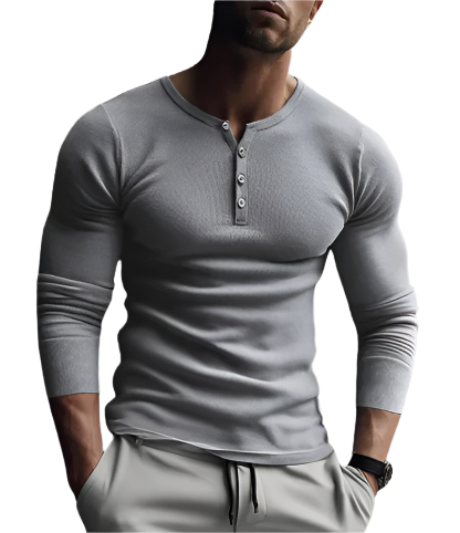 Roven Henley Shirt – Minimalistische Lange Mouwen Top voor Heren