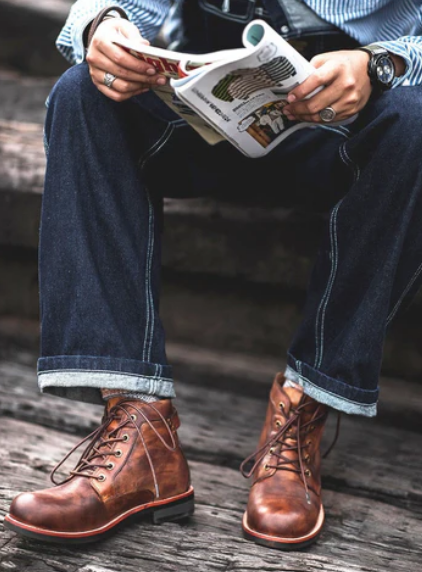 Aurelio Lederen Herenboots – Robuuste Enkellaarzen met Vintage Afwerking