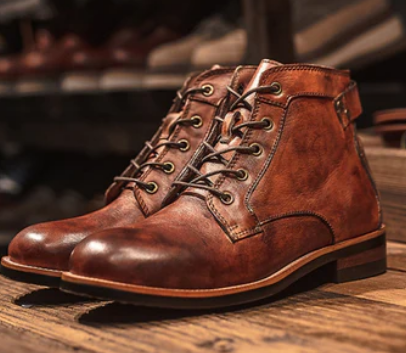 Aurelio Lederen Herenboots – Robuuste Enkellaarzen met Vintage Afwerking