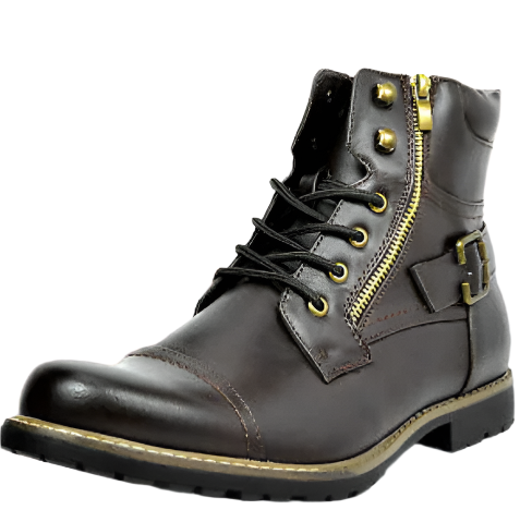 Clovis - Heren Leren Enkelboots met Rits en Gespdetail