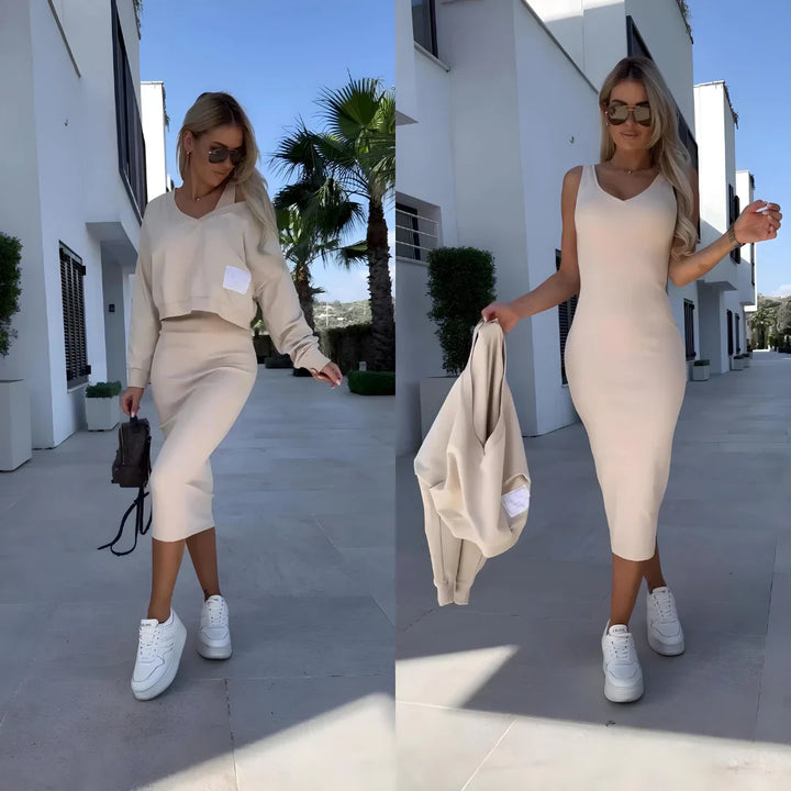 Nyla Sweaterjurk – Limited Edition Mouwloze Jurk met Elegante Pasvorm