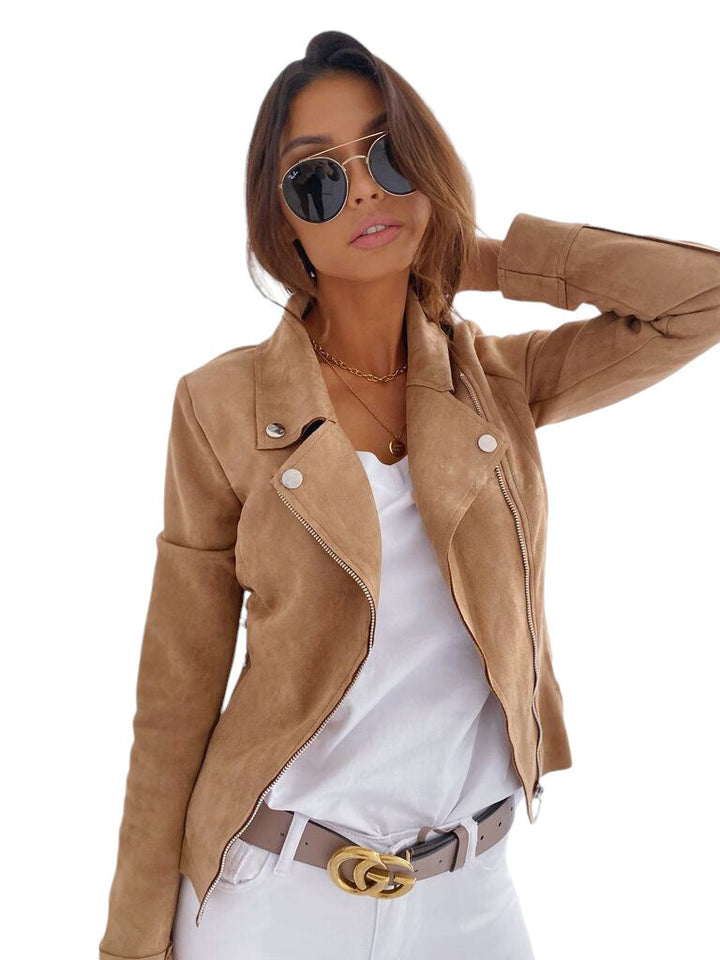 Lisette Leren Damesjas – Cropped Suède Look met Urban Flair