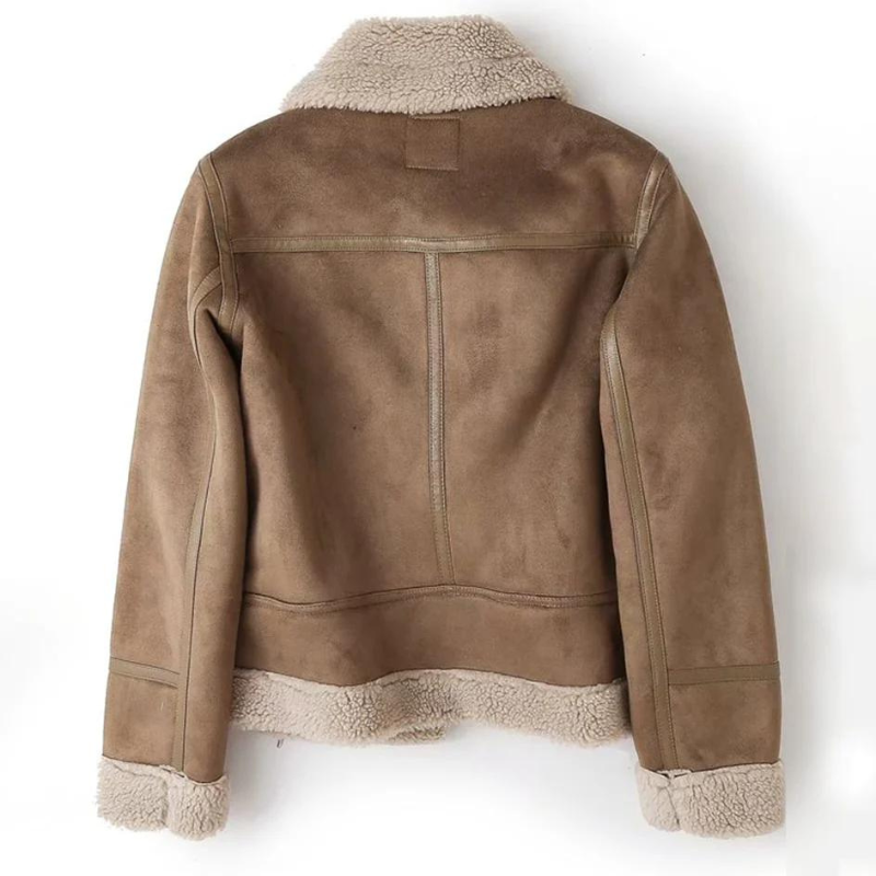 Lizzy Shearling Leren Jas – Luxe Damesjas met Suède Look en Zachte Voering
