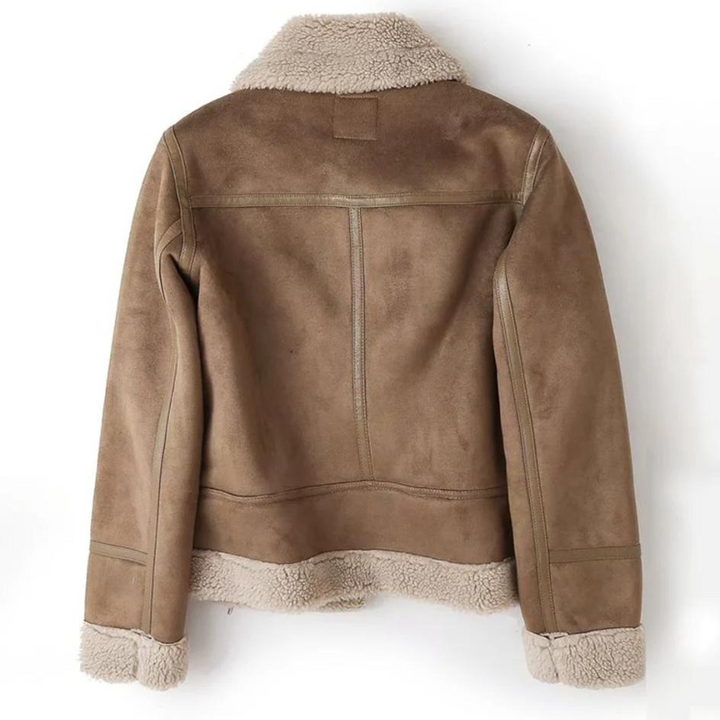 Lizzy Shearling Leren Jas – Luxe Damesjas met Suède Look en Zachte Voering