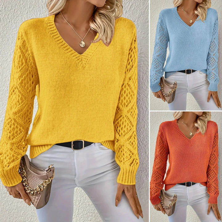 Lyn dames trui met V-hals – fijne gebreide sweater met elegante pasvorm