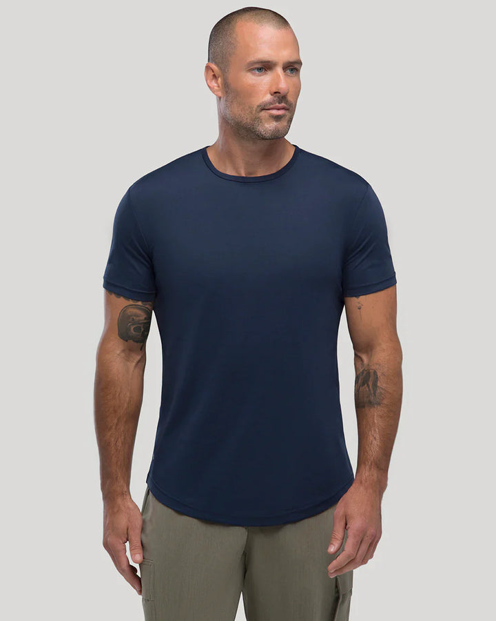 Mercer Heren T-shirt – Modern Slim Fit Shirt van Duurzame SIVOR Blend met Gebogen Zoom