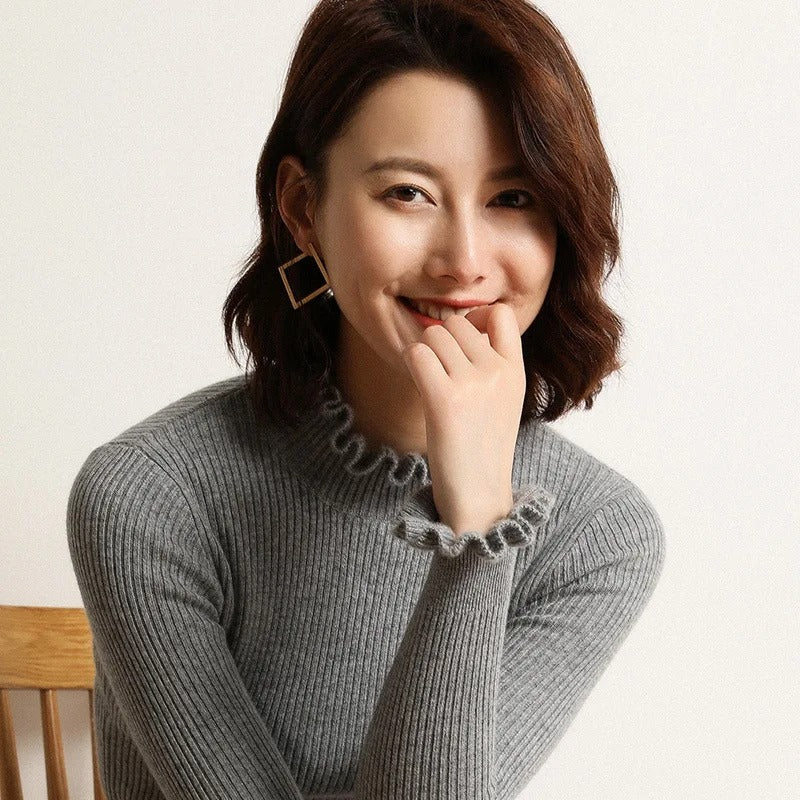 Merel – Warme Gebreide Trui met Hoge Kraag