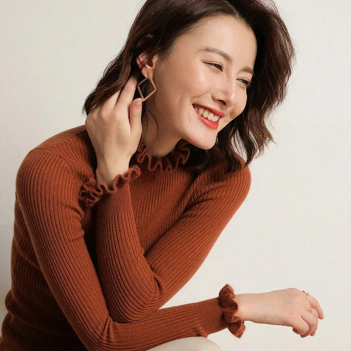 Merel – Warme Gebreide Trui met Hoge Kraag