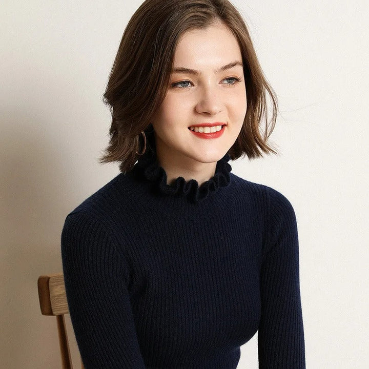 Merel – Warme Gebreide Trui met Hoge Kraag